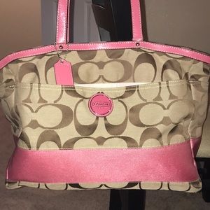 Like new Coach diaper bag pink & tan